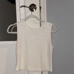Cupcakes & Cashmere Ivory Sequin Top